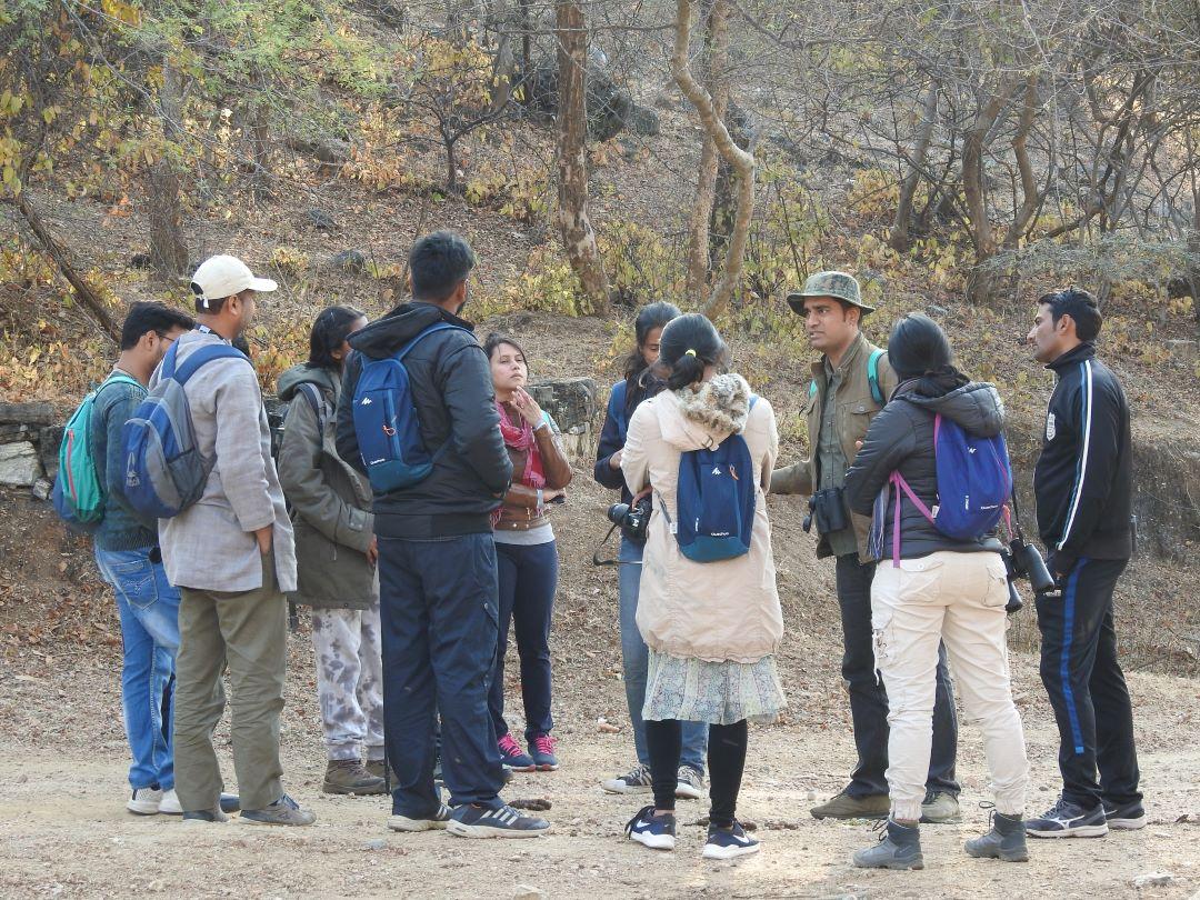 Sumit (third from right) in a discussion with participants during a field workshop in Kumbhalgarh Wildlife Sanctuary, Rajasthan. Photo credits: Sumit Dookia
